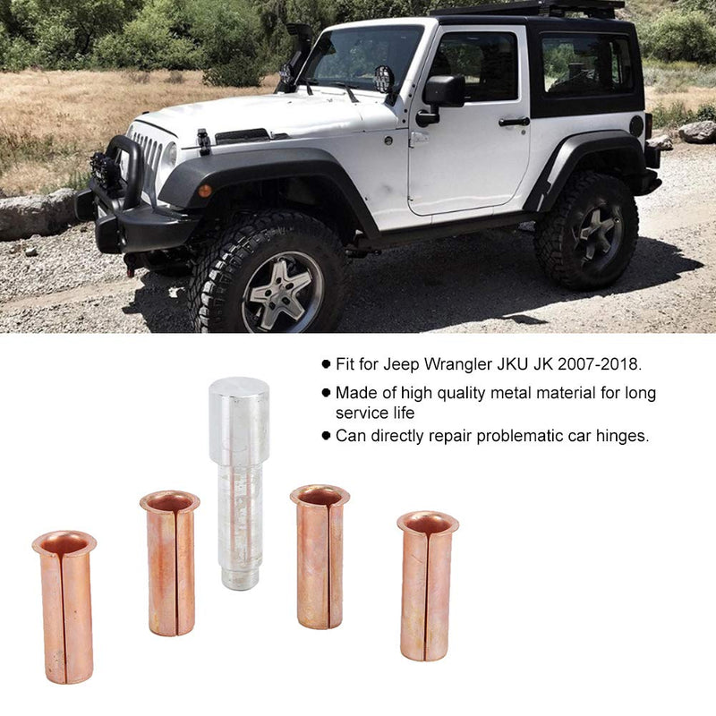 Door Hinge Pin Pins Liners Bushings Kit with Removal Tool Door Bushing Removal Tool Hinge Liners Replacement for Wrangler 2007-2018 (2-Door)