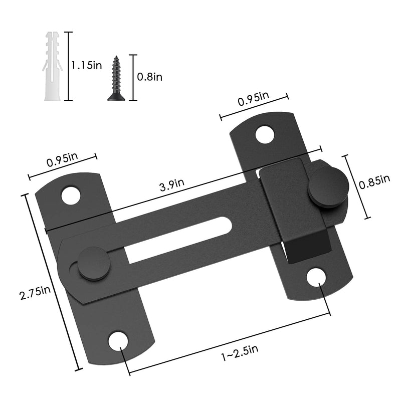 180 Degree Flip Sliding Barn Door Lock for Privacy - Safe barn Door Locks and latches for Barn Door, Pet Door, Bathroom, Outdoor, Garage, Window, Sliding Door black 1