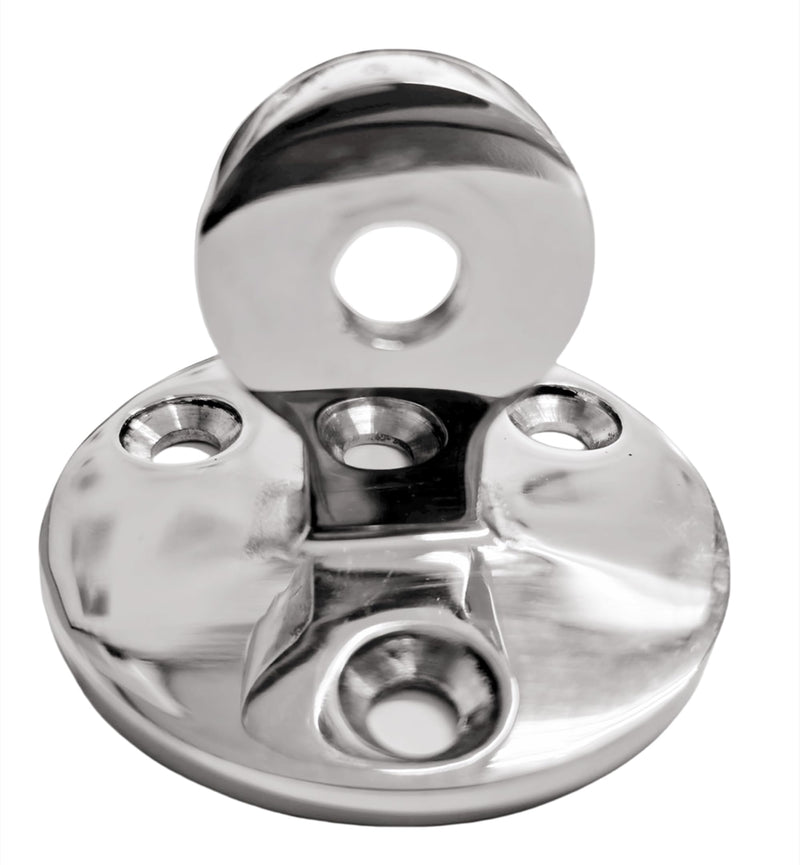 Marine Grade 316 Stainless Steel 180 Degree Adjustable Swivel VHF Antenna Mount with Ratchet Base and Screws (Round Base) Round Base