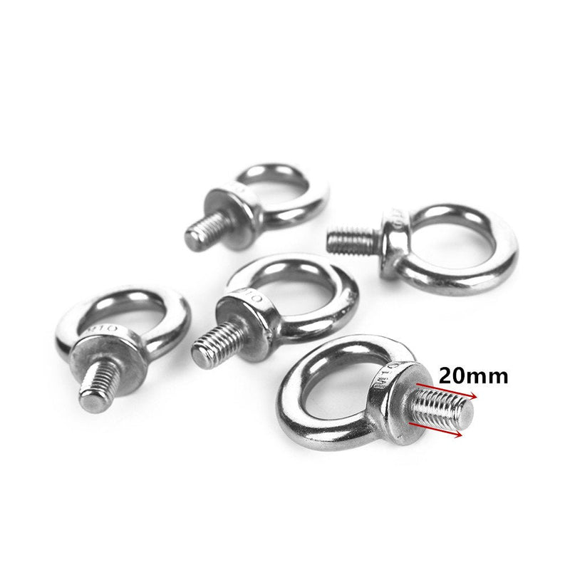Eowpower 5 Pieces Stainless Steel M10 Male Thread Machinery Shoulder Lifting Ring Eye Bolts