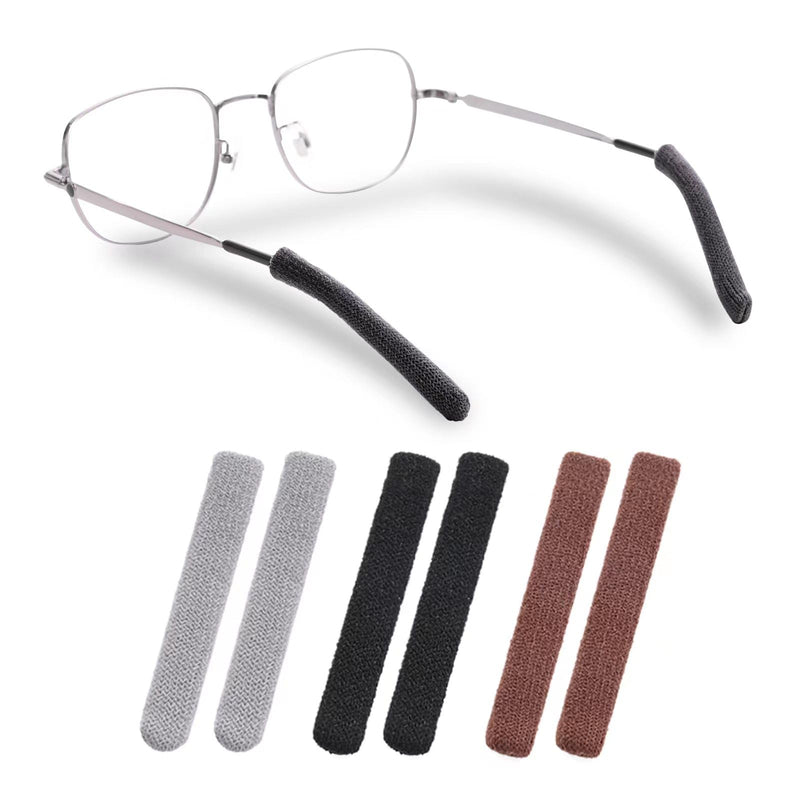 Anti-Slip Elastic Comfort Eyeglasses Temple Tips Sleeve, Soft and Well-Fitting Glasses Ear Cushion, Microstructured Fabric Glasses Ear Grip, Knitting Eyeglass Arm Cushion - Black 3 Pairs 3 Pairs Black