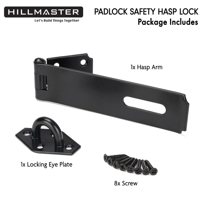 Heavy Duty Door Hasp Latch 7-3/4" Extra Thick Steel Safety Gate Door Lock Padlock Clasp Hasp Lock Latch for Fence Gate Barn Door Shed Closet Cabinet, Black Finish Straight