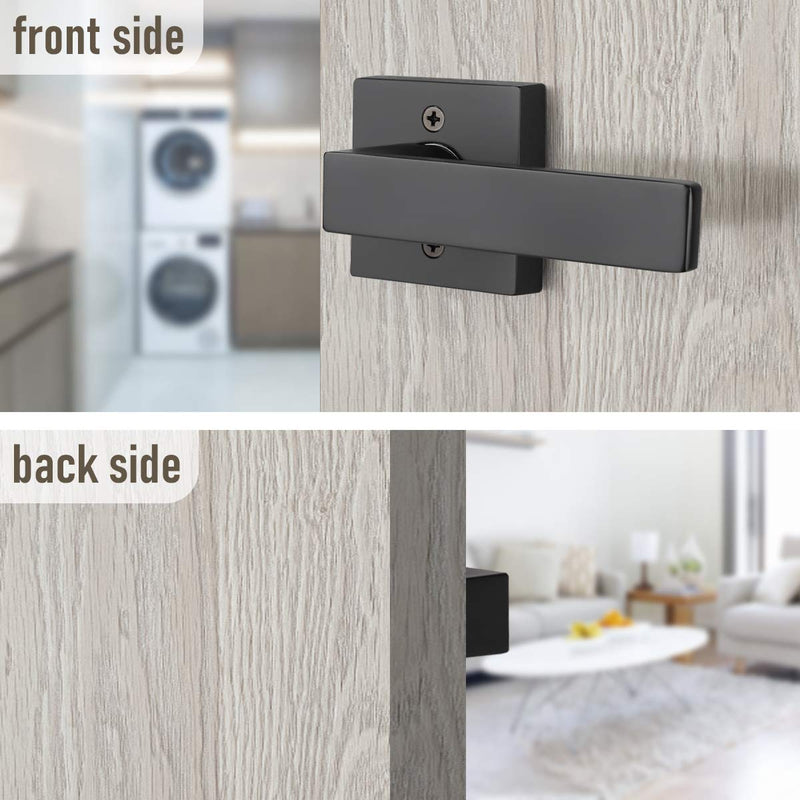KNOBWELL 4 Pack Interior Black Door Handles Dummy Door Knobs No-Functioning Lever Door Handle, French Door/Closet Left/Right Handle Single Dummy(screws outside)