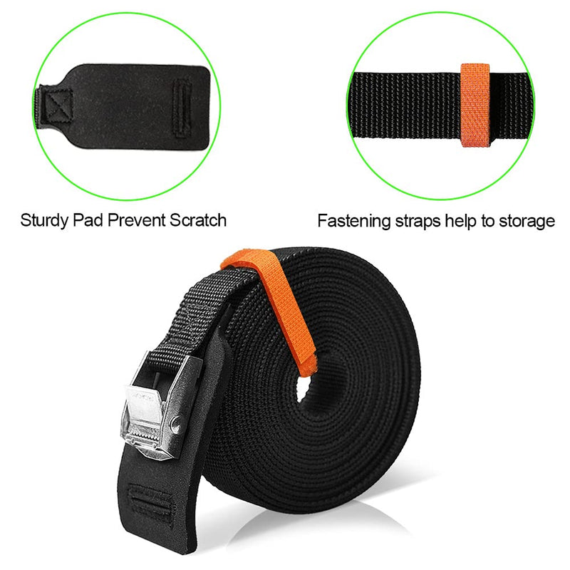 Boncas Sturdy 12-foot-by-1-inch Tie Down Strap Lashing Strap Cargo Tie-down Strap Padded Cam Lock Buckle 2 Pack 12FT-2 Pack