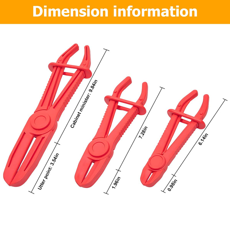 zipelo Hose Clamp Pliers, 6 Pack 3 Size Line Pinch Clamps Set, Plastic Hose Pinching Off Pliers for Automotive Radiator, Brake, Gas, Coolant Hoses and Fuel Lines, Vehicle Tools Car Accessories