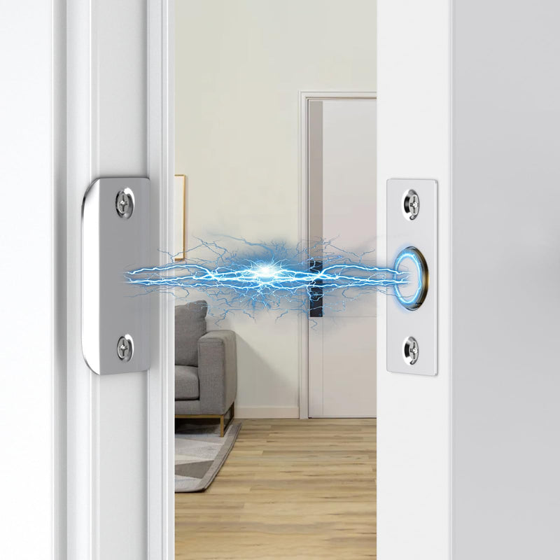 Closet Door Ball Magnetic Catch, Jiayi 2 Pack French Door Latch Hardware, Silver Ball Catch Top of Door Adjustable Hidden Latch Drive in Ball Latch for Invisible Closet Pantry Magnetic Lock Closing