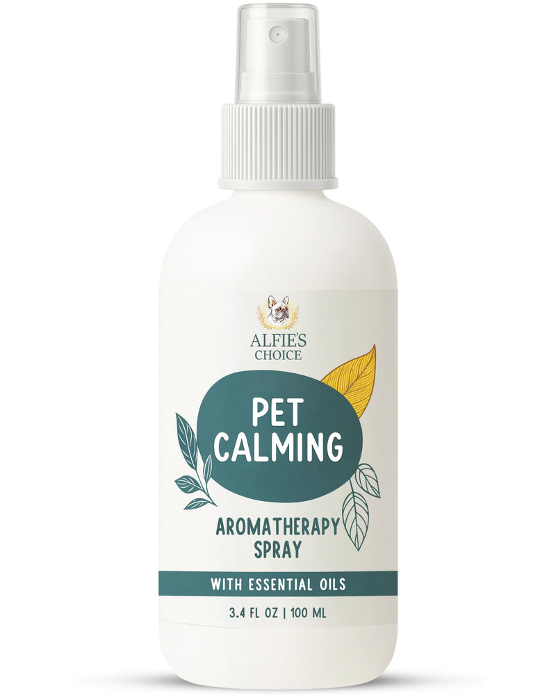 ALFIE'S CHOICE Pet Calming Aromatherapy Spray for Dogs | 3.4 fl oz Travel Size | Lavender & Valerian Aromatherapy Mist | for Crate, Car & Vet Visit Comfort
