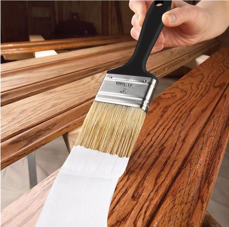 10 Pieces 2 Inch Paint Brush,Flat Paint Brushes Professional Paint Tools with Treated Plastic Handle for DIY Paint,Furniture,Fences,Deck,and Wall Trim Black 10 Pack