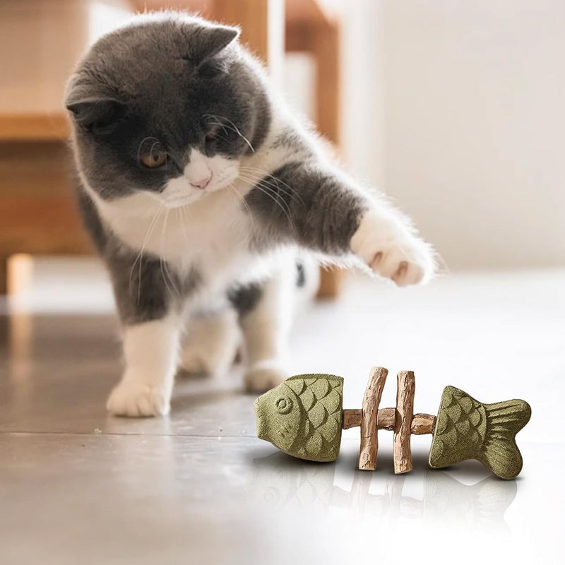 Creative Fish Bone cat Toy, cat Teeth Cleaning, cat Mint Chewing Stick Toy, Scratch Resistance, Three Flavors (Three Pieces)