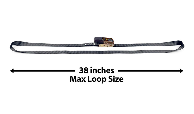 PowerTye Mfg Endless Ratchets - 1in x 7ft Easy Grip (no Hooks) - 400 lb. Working Load Limit / 1,200 lb. Break Strength - Black 2-Pack