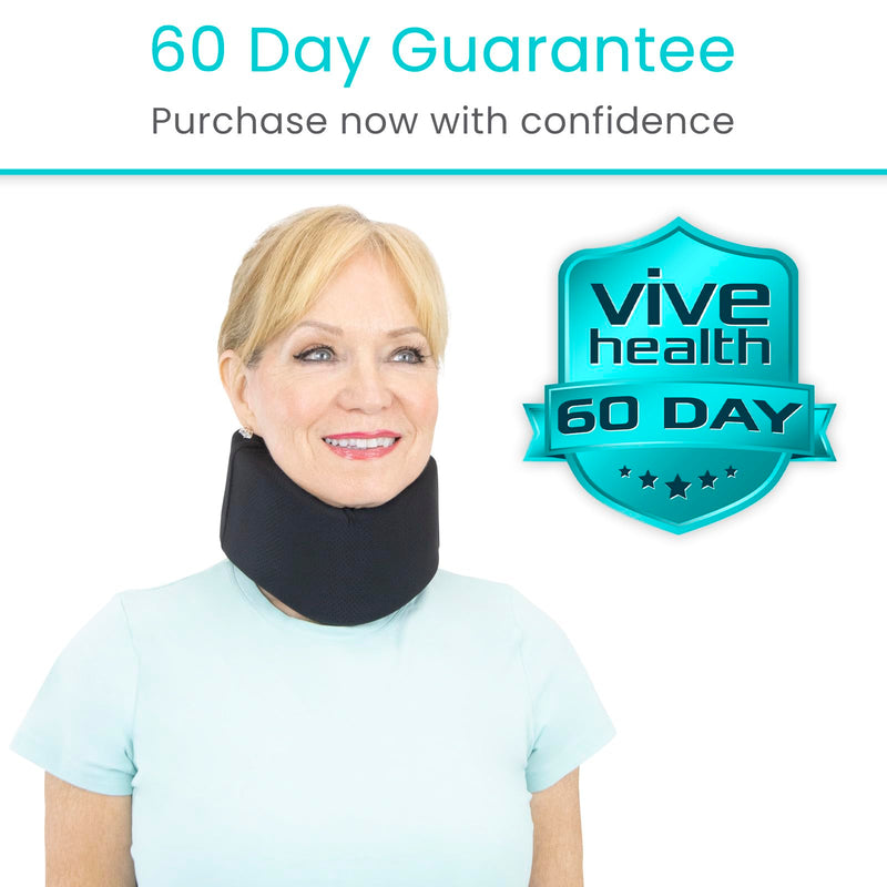 Vive Neck Brace Cervical Collar - Soft Foam for Neck Pain, Sleeping, Support for Women & Men - Universal Size Orthopedic Collar for Stiff & Pinched Nerve - Adjustable Wrap, Chin Contour (2.5") 2.5"