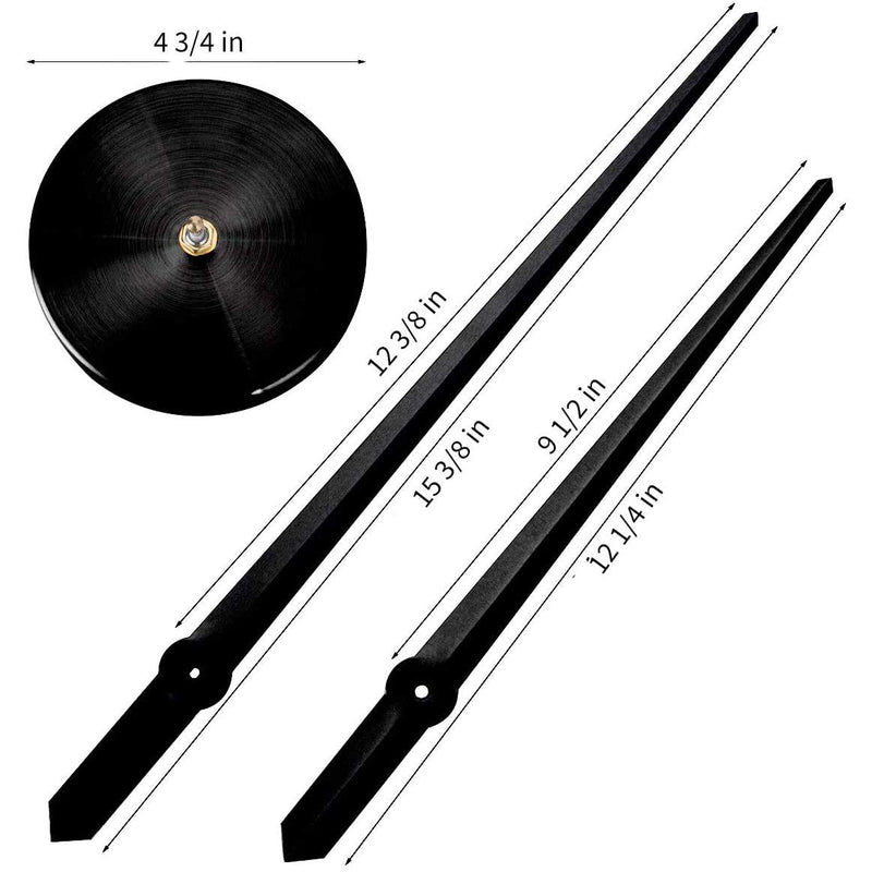 AILILIFE 3D Clock Hands, DIY Large Clock Movement Mechanism with 12 Inch Long Spade Hand, 3D Wall Clocks Home Decor Alat001-black