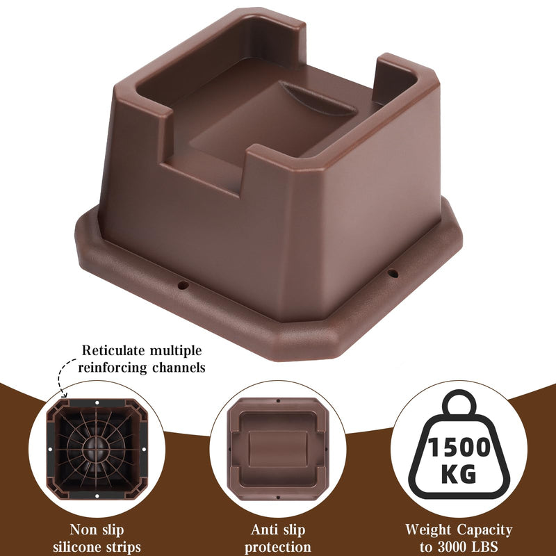 Adjustable Bed Furniture Risers Elevation in Heights Heavy Duty Risers for Both Posts and Wheels of Furniture Sofa Bed Couch Table (Brown 4 Pack, 2 Inch) Brown 4 Pack