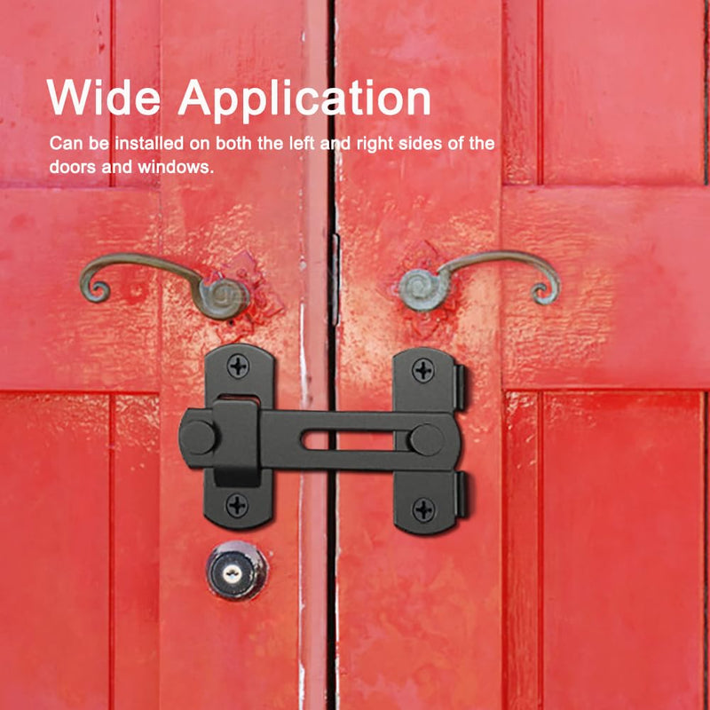 2PCS Barn Door Lock, 180 Degree Flip Sliding Barn Door Latches, Gate Latch for Barn Door, Sliding Door, Pet Door, Garage, Bathroom, Window, Outdoor(Black) - NewNest Australia