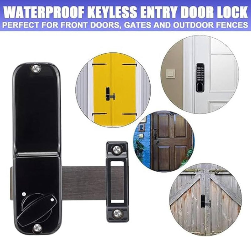 Keyless Entry Door Lock, Keypad Deadbolt, Mechanical Combination Doors Lock, Passcode Code Gate Lock with Handle Set, Black