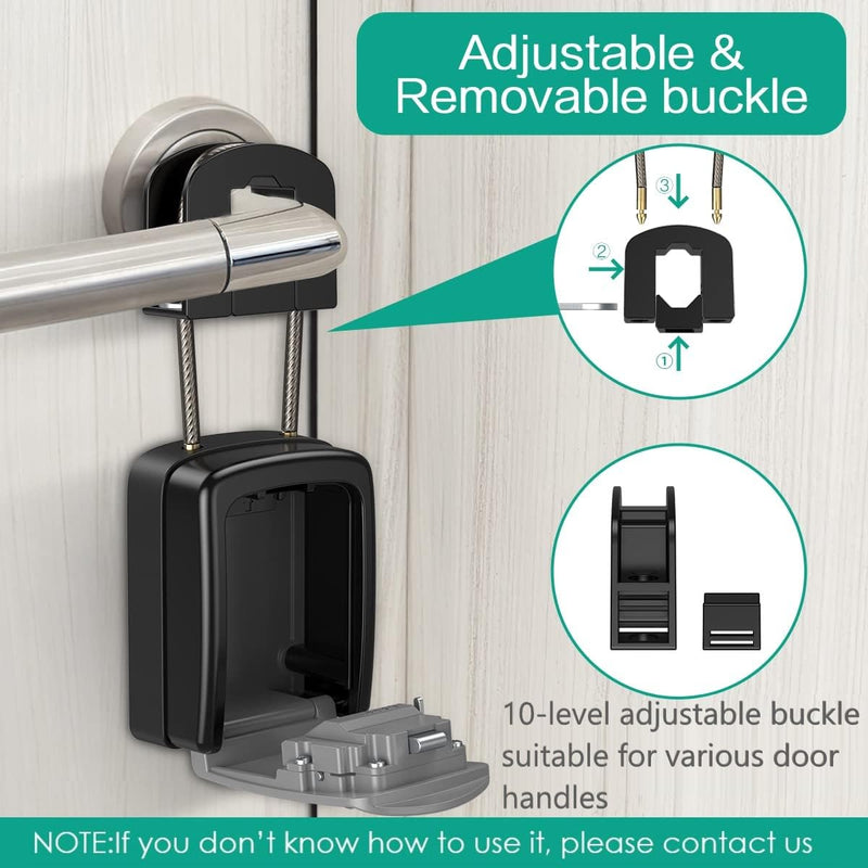 ORIA Key Lock Box, Resettable Key Storage Lock Box with Removable Buckle, Key Safe Lock Box Waterproof with 4 Digit Combination, 5 Keys Capacity for Home, Indoor, Outdoor, Lever Handles