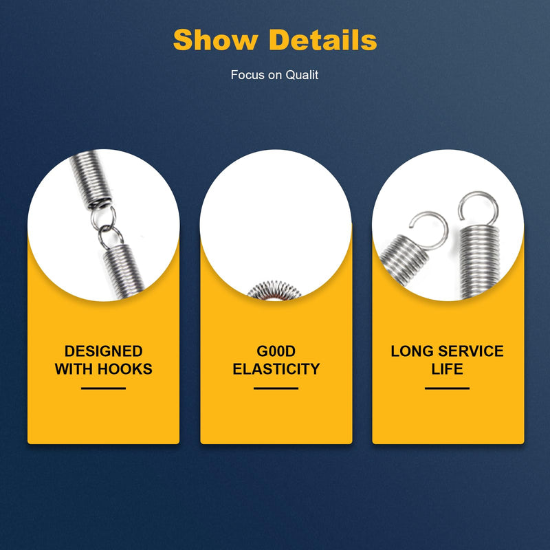 Extension Spring 5PCS 1.2x10x70mm Wire Diameter 0.05",OD 0.39",Free Length 2.76",Stainless Steel Dual Hook Tension Spring for Production Assembly Furniture Mechanism Maintenance