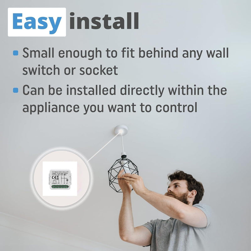 1CH Dry Contact WiFi Relay Switch Module,DC 12/24V AC 100-240V,Tuya Smart Life app,Work with Alexa,Google Home