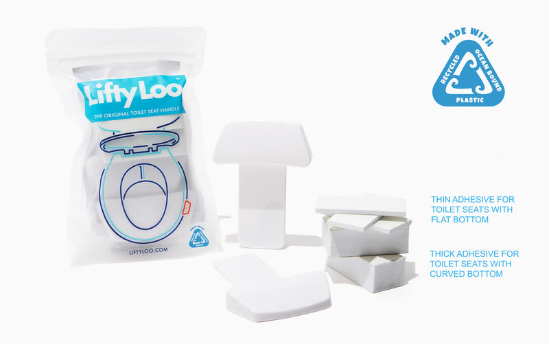 Toilet Seat Handle - Lift More, Less Mess -Easy Application 2 Pack White 2pk
