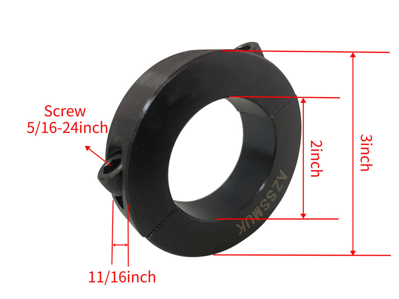 AZSSMUK Shaft Collar Bore 2'' Double Split Black Oxide Set Screw Durable Shaft Collars Suitable for Machinery and Industrial Use 2 Pieces 2''