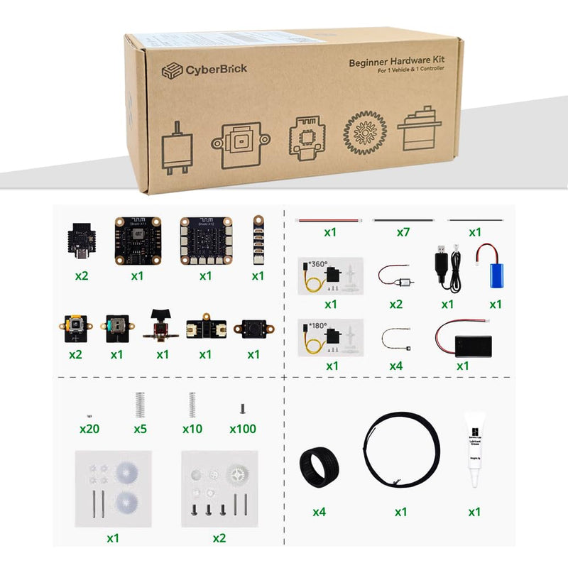 Bamboo Lab Original CyberBrick 3D Printing Remote Control Hardware Kit for Bambu Lab 3D Printer (Beginner Kit (ZK004)) Beginner Kit (ZK004)