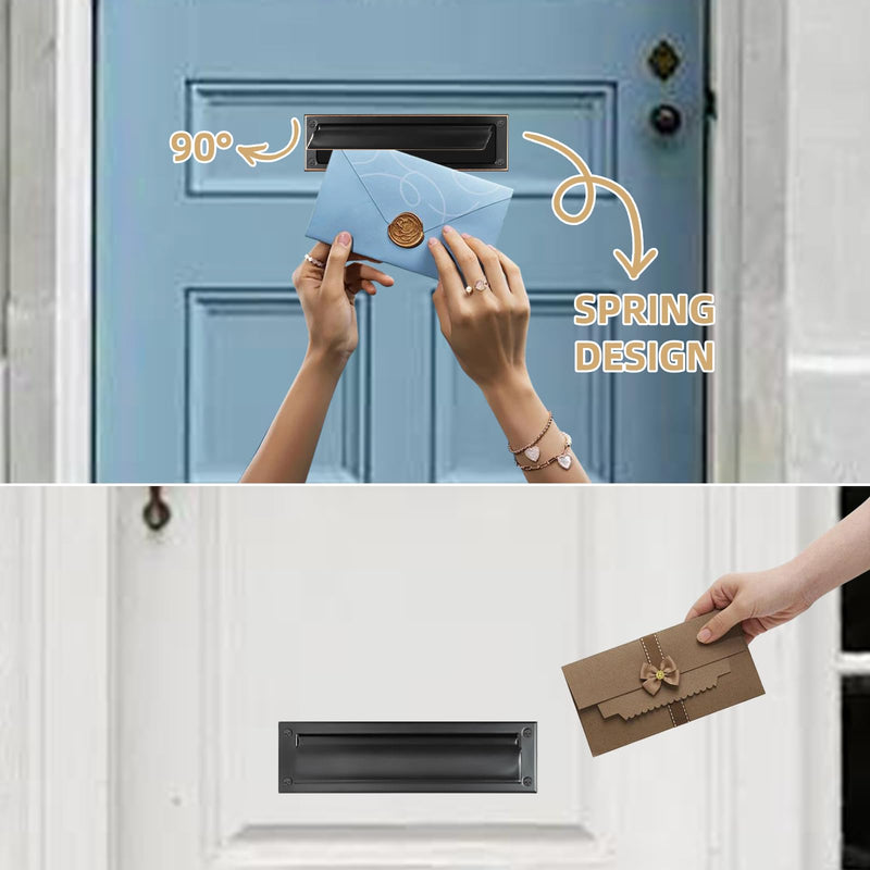 Mail Slot Matte Black,13Inch Stainless Steel Mail Slot Cover for Front Door.Mailbox Door Replacement for Wall,13"×3.7" (Oil Rubbed Bronze, 10Inch) Oil Rubbed Bronze