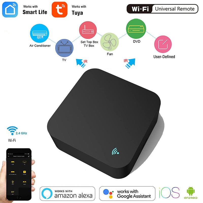 WiFi Smart Remote Controller Smart Home Infrared Universal Remote Blaster,One for All Control AC TV DVD CD AUD Air Conditioner SAT etc,No Hub Required Compatible with Alexa and Google Home(IR) IR