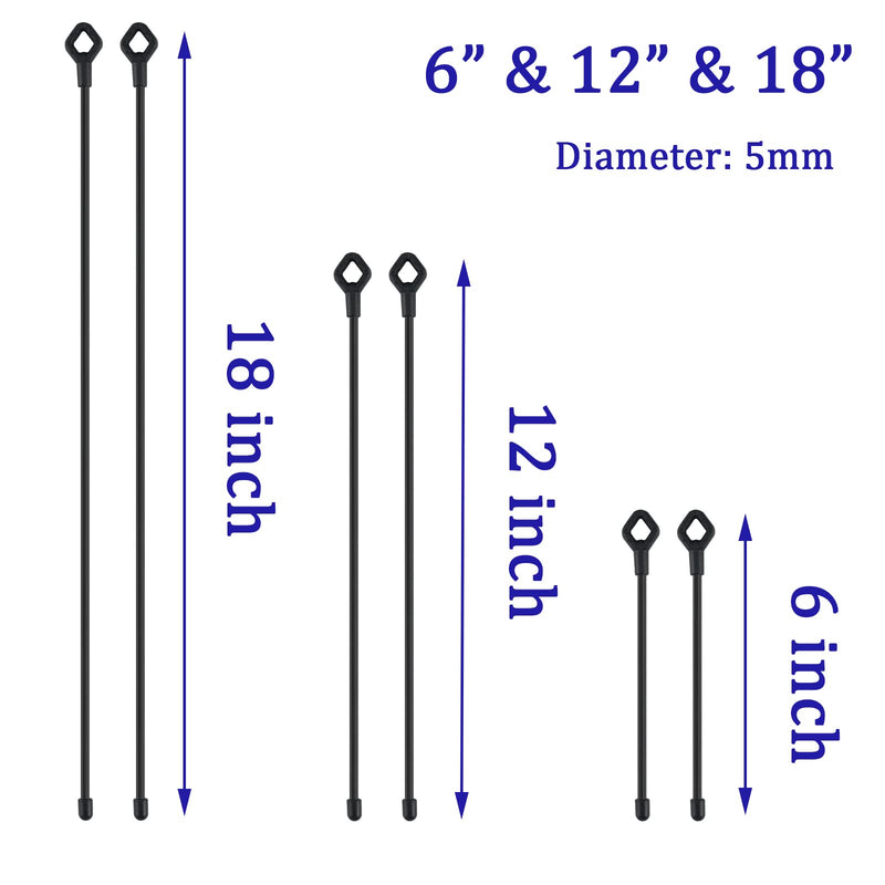 Twist Ties, Reusable Silicone Cable Ties with Holes, 24PK Twist Ties for Cords 6inch, 12inch, 18inch for Bundling and Organizing, Indoor and Outdoor Use(Black)