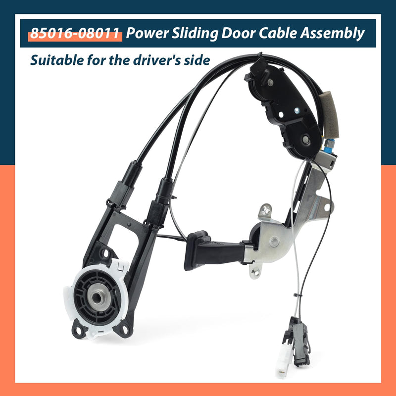 Rear Left Driver Side Power Sliding Door Cable Replacement for Toyota for Sienna 2011-2020 Auto Door Spool Control Bracket Cable Without Motor Replace 85016-08011 85016-08010 Linkage Assembly 85016-08011 Left