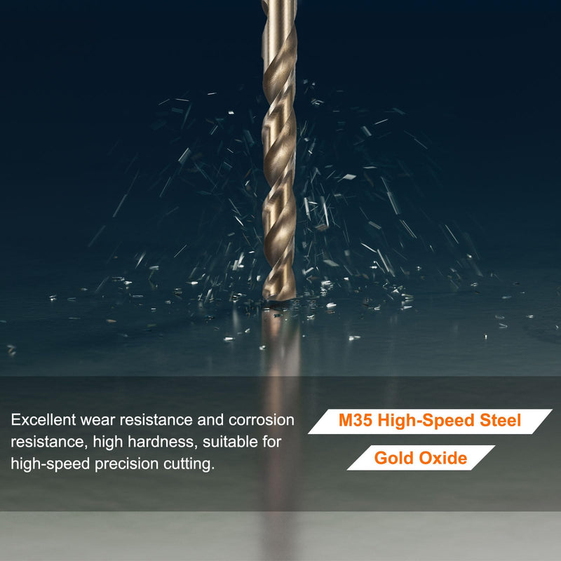 HARFINGTON 4pcs 1/4" Hex Shank Drill Bit 1/2" Gold Oxide M35 High Speed Steel Twist Drill Bit 135 Degree Split Point Tip Drilling Tool with Quick Change Hex Shank for Metal Wood Plastic 1/2 in 4