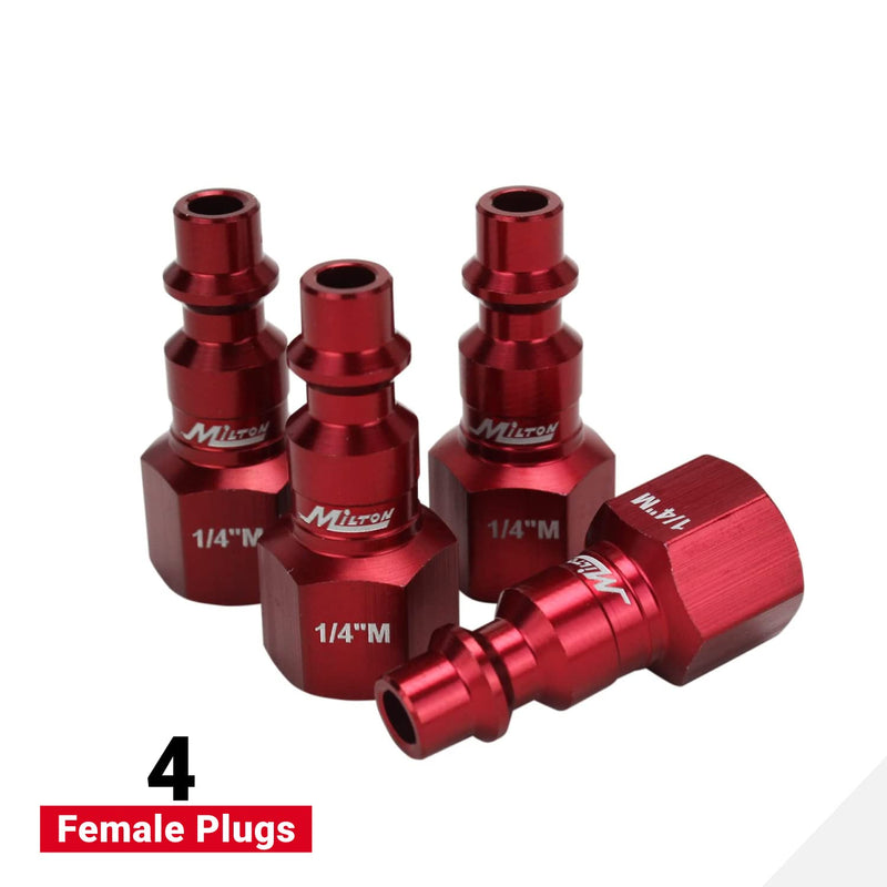 Milton S-314MKIT ColorFit Coupler & Plug Kit - (M-Style, Red) - 1/4" NPT, (14-Piece) - NewNest Australia