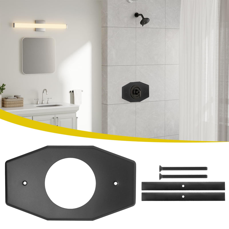 One-Hole Remodel Shower Cover Plate Replacement for Moen & Delta | Shower Valve Trim Single Hole Renovation Shower Cover Plate for 2 Handle or 3 Handle Shower Black D502-62