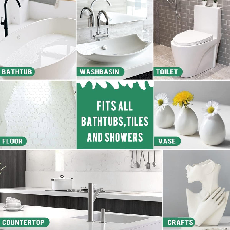 Tile Paint, Tub and Tile Refinishing Kit, Tub Refinishing Kit White Bathtub Water Based &Low Odor, Easy to Use Sink Paint for Bathroom Kitchen, Semi-Gloss White, 25-30sq.ft. 17 Fl Oz (Pack of 1)