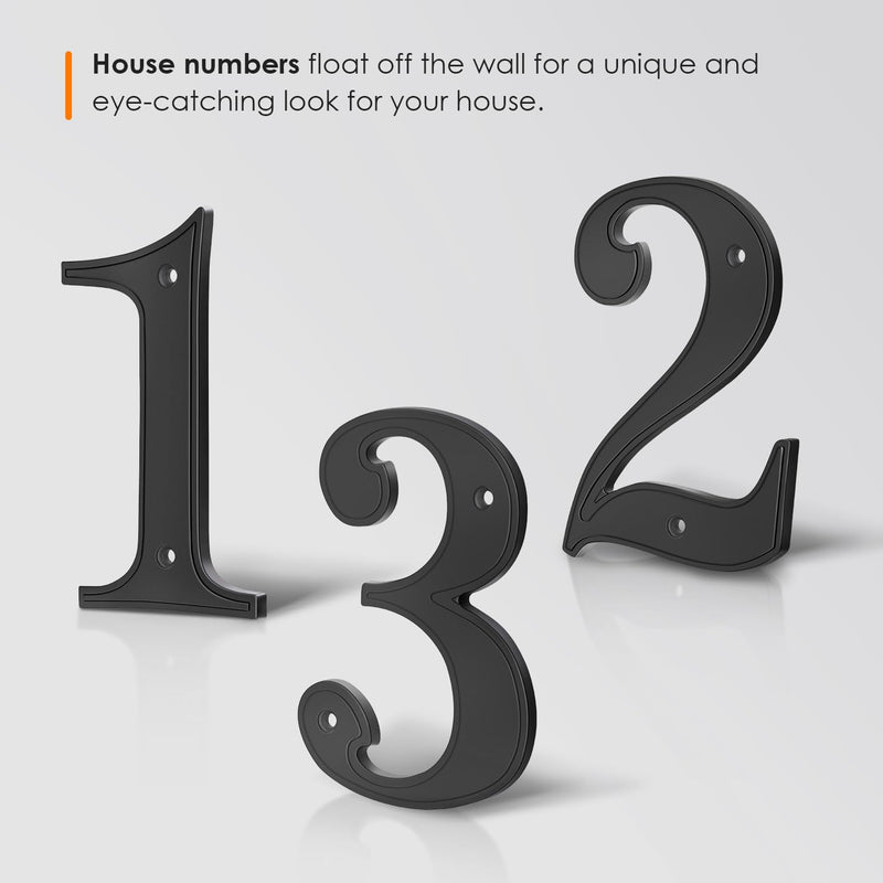 ALTAIR Stainless Steel House Number, Black Floating Modern Metal House Address Numbers, Anti-Rust Zinc Alloy Decor Number with Nail Kit for Mailbox Garden - 1