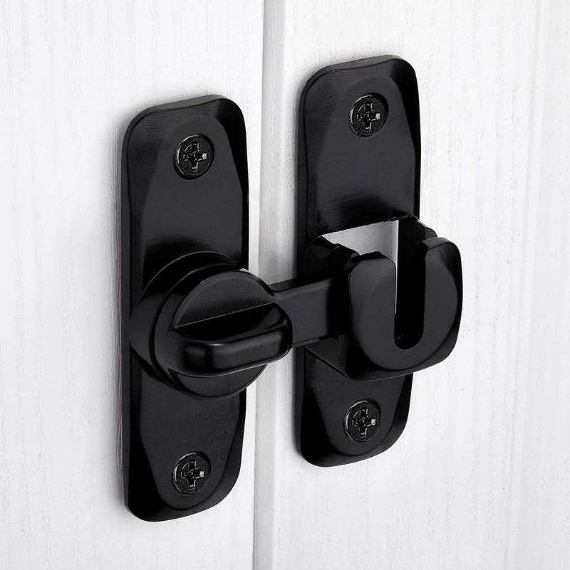 2 Packs Barn Door Latches,Black 90/180 Degree Gate Lock,Zinc Alloy Right Angle Door Lock Latch,Flip Gate Latches Hardware,Door Security Sliding Door Latch Lock fo Cabinets,Bathroom,Barn Door Black 2