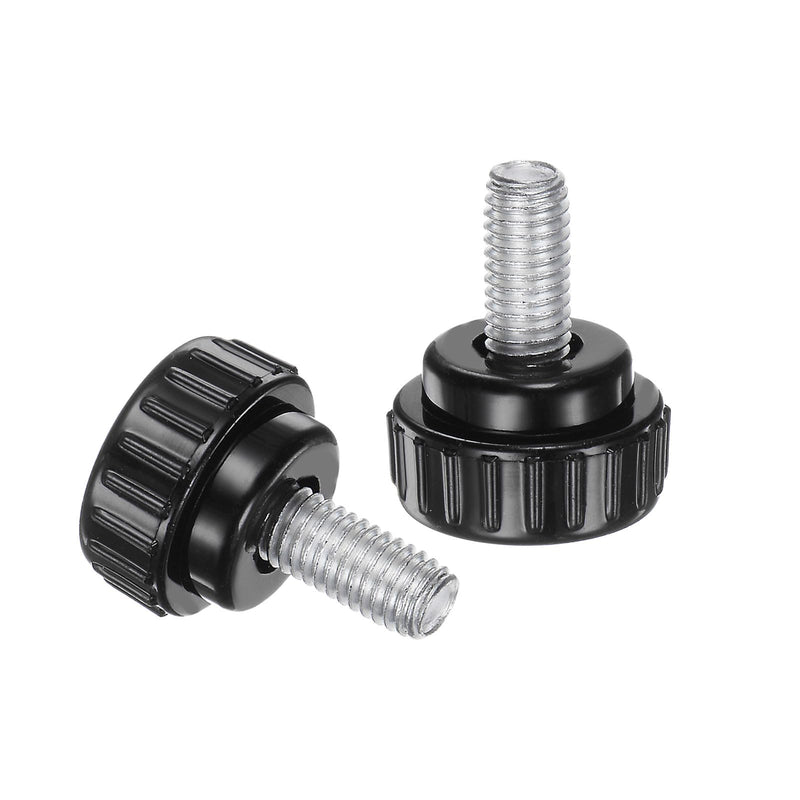 uxcell 4pcs Knurled Clamping Knobs M8 x 16mm Metric Zinc Plated Carbon Steel Male Thread Thumb Screw on Type 30mm Plastic Round Head Threaded Hand Bolt Stud Knobs Black M8 x 16mm x 30mm