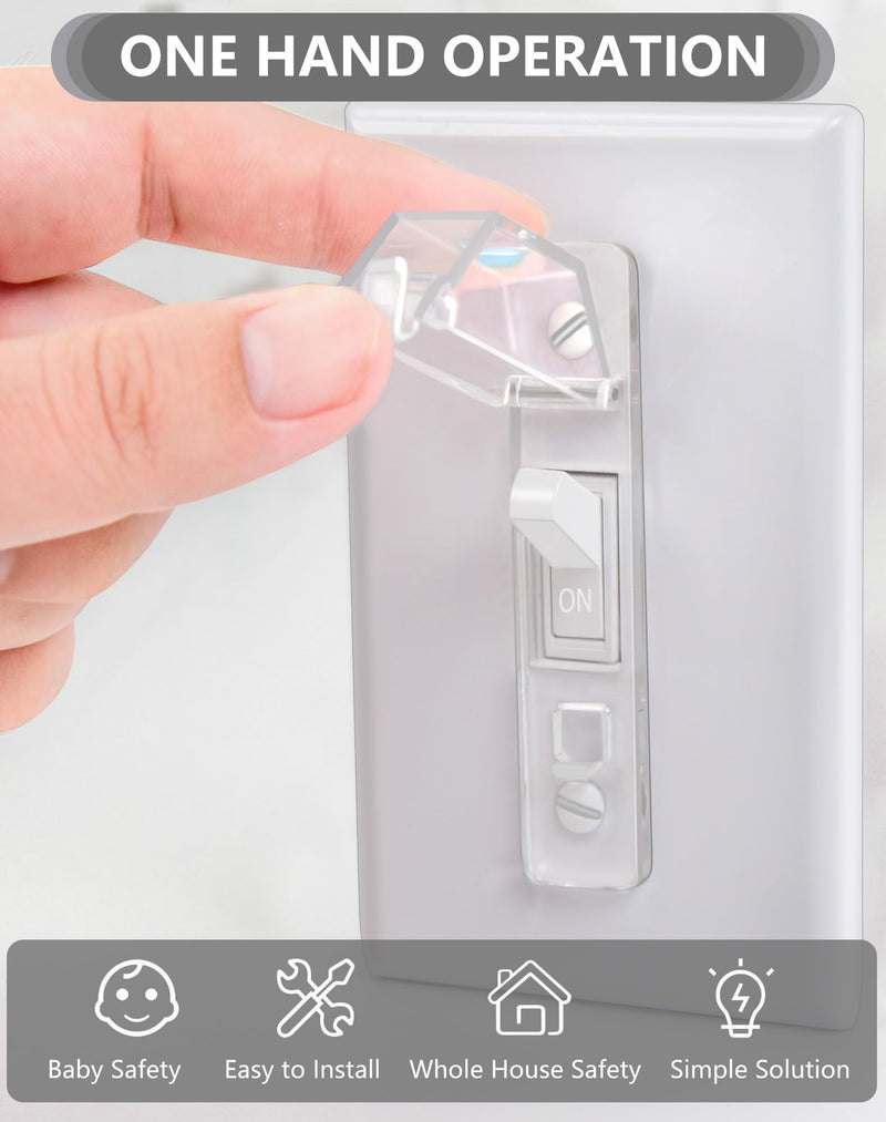2 Pack Light Switch Cover Guard,Wall Light Switch Lock With Glow In The Dark Effect, Child Proof Wall Switch Cover Keeps Lights or Switches from Being Accidentally Turned ON or OFF （Clear) tansparent-2PC