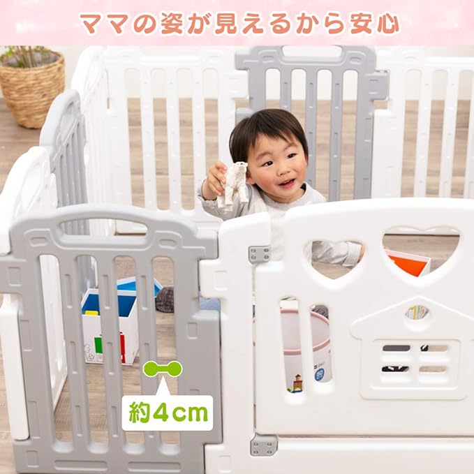 Iris Plaza Folding Playpen, Height 22.8 inches (58 cm), 11 Pieces, Includes Door, Playered, High Type, Large, Small, Joint-type, Door Lock, Powder Gray - NewNest Australia