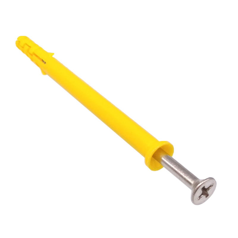 Yodaoke 50pcs 304 Stainless Steel M4 x 80mm Phillips Flat Head Self Tapping Screws and 6 x 80mm Plastic Drywall Ribbed Anchors