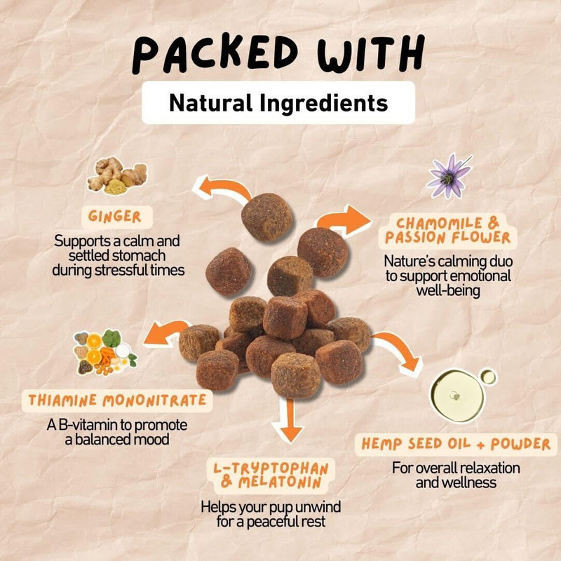 Hemp Calming Chews for Dogs - Soft Supplement with Hemp Seed Oil, Chamomile, Melatonin - Promotes Relaxation, Supports Calm Behavior - All Breeds - USA Made