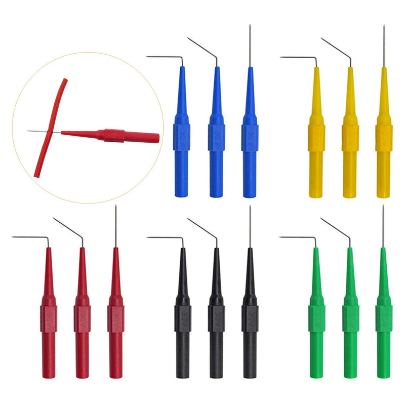 Makeronics 22PCS Back Probe Kit |15 Pcs 30V Back Probe Pin | 5 Pcs 4mm Banana Plug to Alligator Clip Circuit Test Wires (39.37 inch / 1m Length) | 2 PCS Alligator Clips 22 PCS