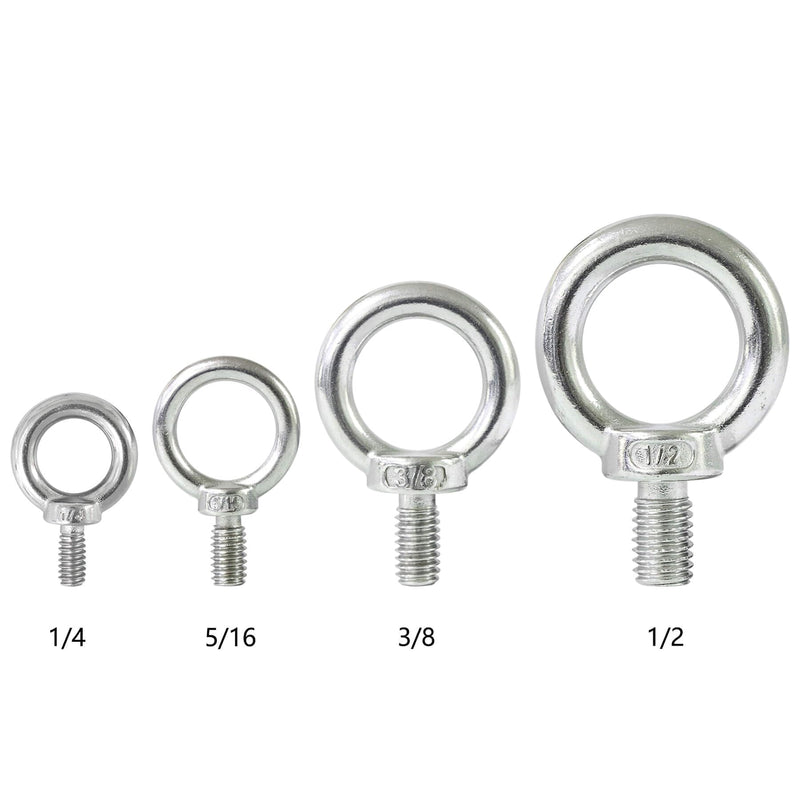 5/16" UNC Lifting Shoulder Eye Bolts, Marine Grade 316 Stainless Steel Threaded Nut Fastener, 4 Packs 5/16"-18X0.6"