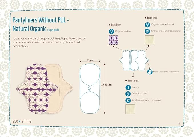 Piece Light Day Set South Indian Eco Femme Cloth Napkins Washable Organic Cotton (Unbleached) Non-Waterproof 3 Layers Flannel Inside - NewNest Australia