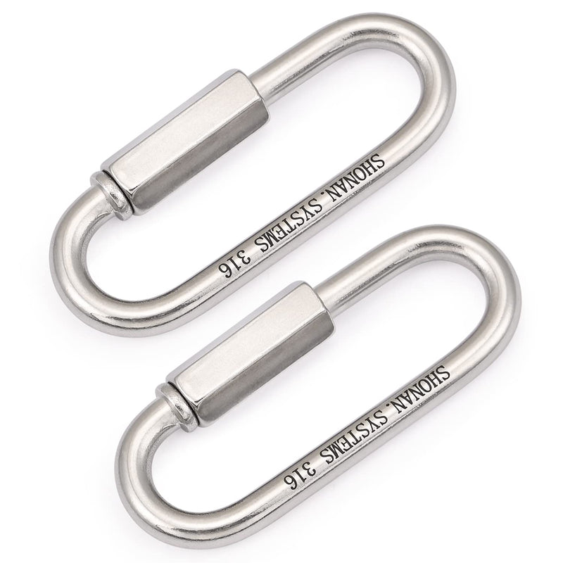 SHONAN 3.6" Chain Quick Links, 2 Pcs 5/16" Marine Grade Screw Chain Links, Large Opening Chain Connector Chain Coupler, 1500 Lbs Capacity 3.6"_2 pcs