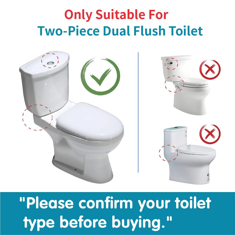 3-Inch Dual Flush Valve Replacement Kit for 2-Piece Toilet - Fits Glacier Bay, Aquasource and Most Universal. Includes 8.2” Flush Valve, Fill Valve, Button, Gasket, Bolts Upgraded 3-Inch Drain Outlet