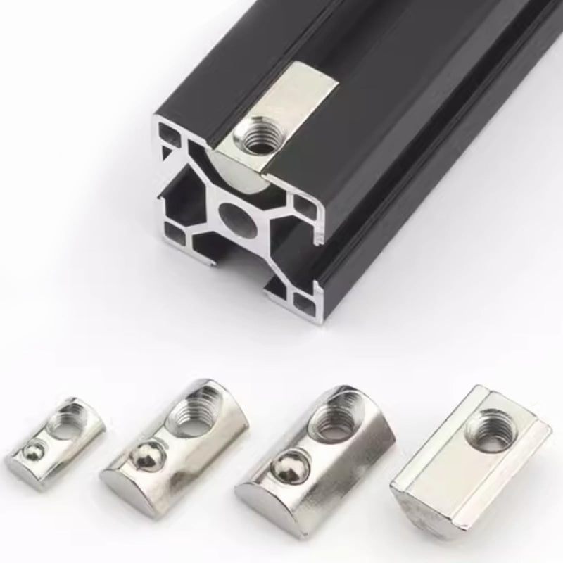 M6 Roll in T-Nut with Ball Spring, Carbon Steel Roll in T-Nuts, T Slot Accessories for 2020 Series Aluminum Extrusion Profile Rail, Pack of 20 M6