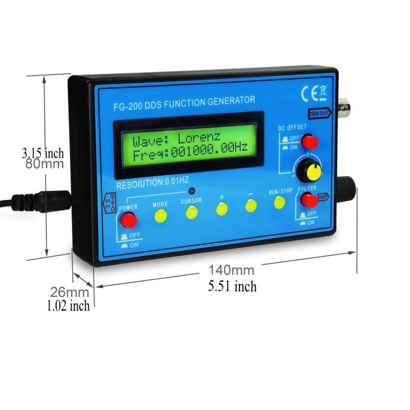 0.01Hz-500kHz DDS Signal Function Generator 7.83HZ Schumann Resonator Frequency Generator Portable Multifunction Waveform Generator,Ideal for Oscilloscope Calibration,