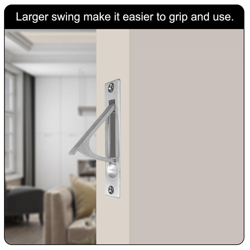 Pocket Door Lock with Edge Pull,Privacy Door Hardware Suitable for Bathroom Bedroom etc Recessed 2 Sided, 2 3/8" Backset, Invisible Hardware for 1 3/8” to 2 3/16” Thickness Door (Sliver+Edge Pull) Sliver+Edge Pull
