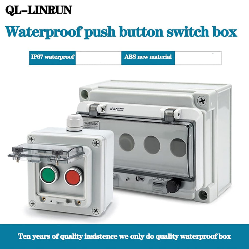 Push Button Box Ip67 with Emergency Stop Button Red Green Yellow Momentary Push Button Button with Protective Cover Anti-Misoperation Switch(Ac/Dc 6a-110v/3a-240v/2.5a-380v) Single row red/green/yellow/emergency stop button
