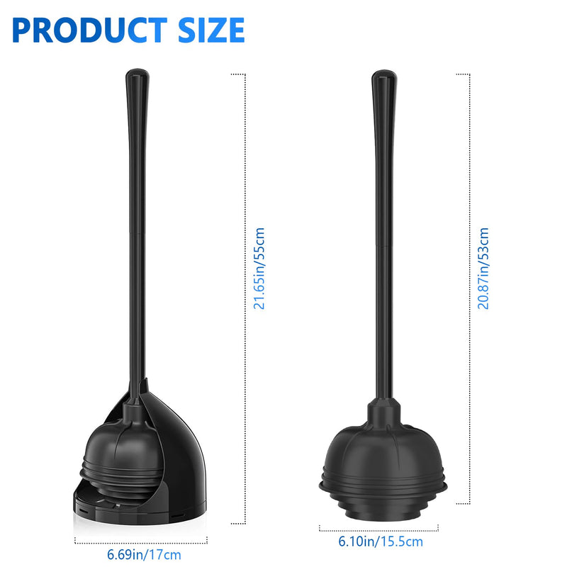 uptronic 2 Pack Toilet Plunger with Holder, Unique Plunger with All-Angle Design, Plungers for Bathroom with Holder, Toilet Plunger Heavy Duty-Black Black - NewNest Australia